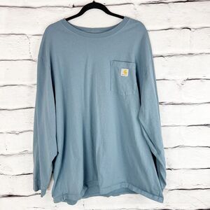 Carhartt Men's 2XL Blue Graphic Long Sleeve T-Shirt with Pocket